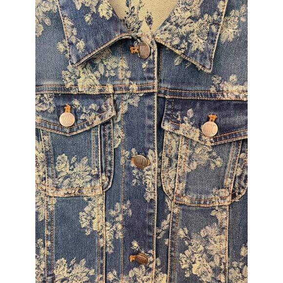 Women with Control by Renee Greenstein Floral Jacquard Denim Jacket Size XS - Picture 3 of 8